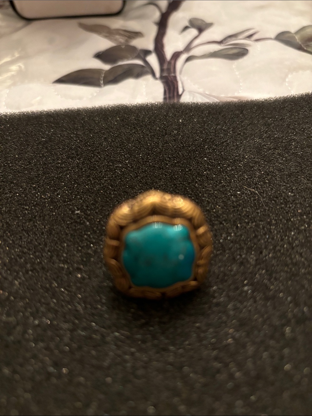 Barse Turquoise Stone Bronze Statement Ring - Women Size 7